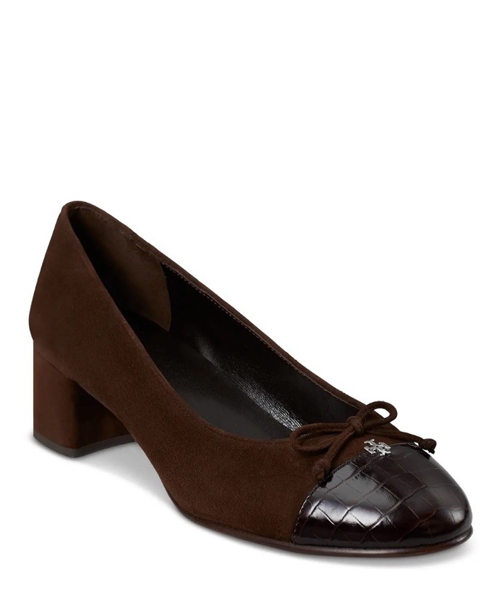 Tory Burch  Brown suede Cap Toe heeled pump  Size 9.5 $375 thumbnail 3