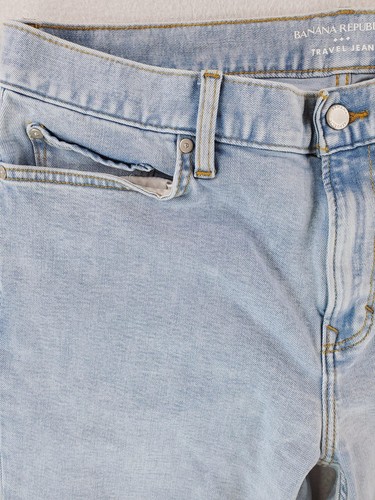 Pantalones de mezclilla Banana Republic para hombre 36x30 lavado ligero de viaje calce ajustado elásticos - Imagen 3 de 15