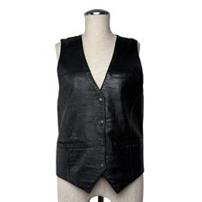 Vintage Don  t Stop Classics Black Leather Biker Vest Western Mens M