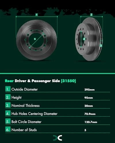 Brakes Rotors 2pcs Rear Brakes Kit Fit For Lexus GX460 2010-2021, For Toyota Foto 3 de 4