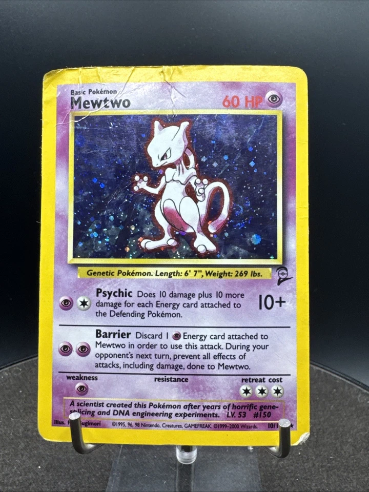 Mewtwo Base Set 2 WoTC 10/130 Holo Rare SWIRL - Image 3 of 4