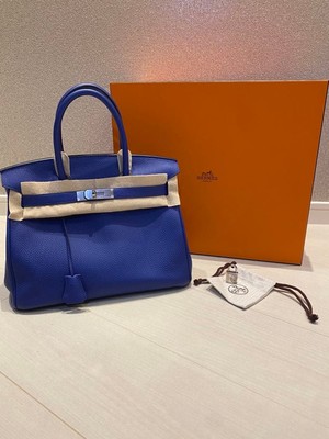 Hermes Birkin 30 Blue Electric Togo Silver Hardware Lock Bag Neu