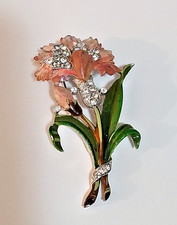 Vintage Crown Trifari Carnation Flower Fur Clip by Designer Alfred Philippe 1940