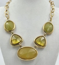 MONET Choker Gold Tone Yellow Faux Chalcedony Bead Chain Necklace 17" -  NWT $58