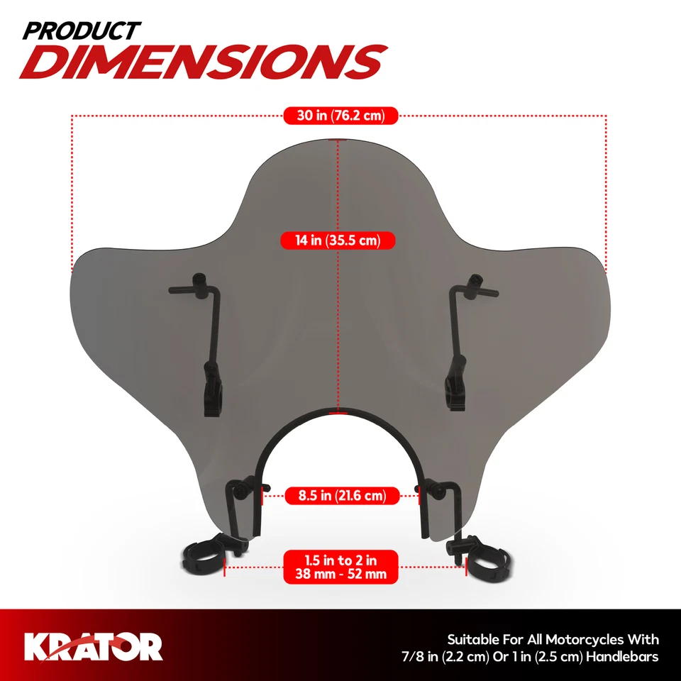 Carenagem de para-brisa 14" colorida fumaça para Yamaha Stryker 1300 (2011-2017) - Imagem 2 de 4