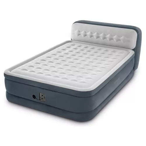 INTEX Luxus Luftbett Queen mit Kopflehne + 230V Pumpe Gästebett 236x152x86cm