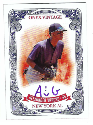 アート・デザイン・音楽 Vargas ALEXANDER VARGAS 2021 ONYX VINTAGE BASEBALL ON CARD AUTO PURPLE