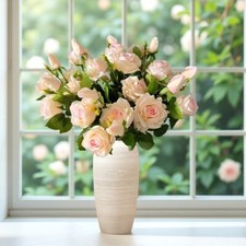 10pcs Artificial 3-Head Roses   Each Stem Features 2 Full Blooms and 1 Bud.Gift
