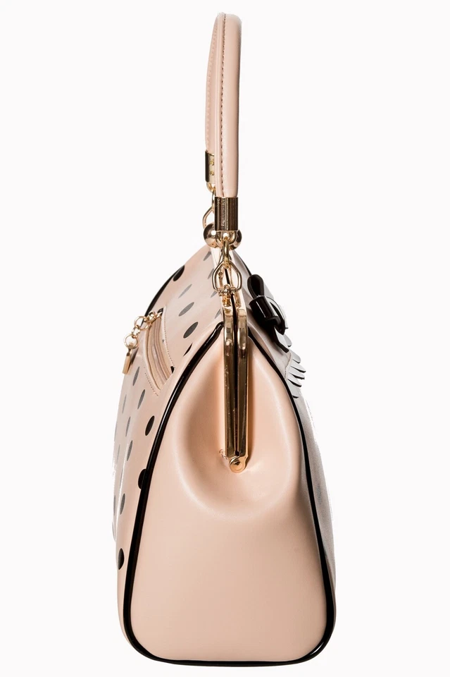 Moco Negro Desnudo Polk Dot Retro Vintage Rockabilly Loco Pequeño Bolso Cosa PROHIBIDO Foto 3 de 4