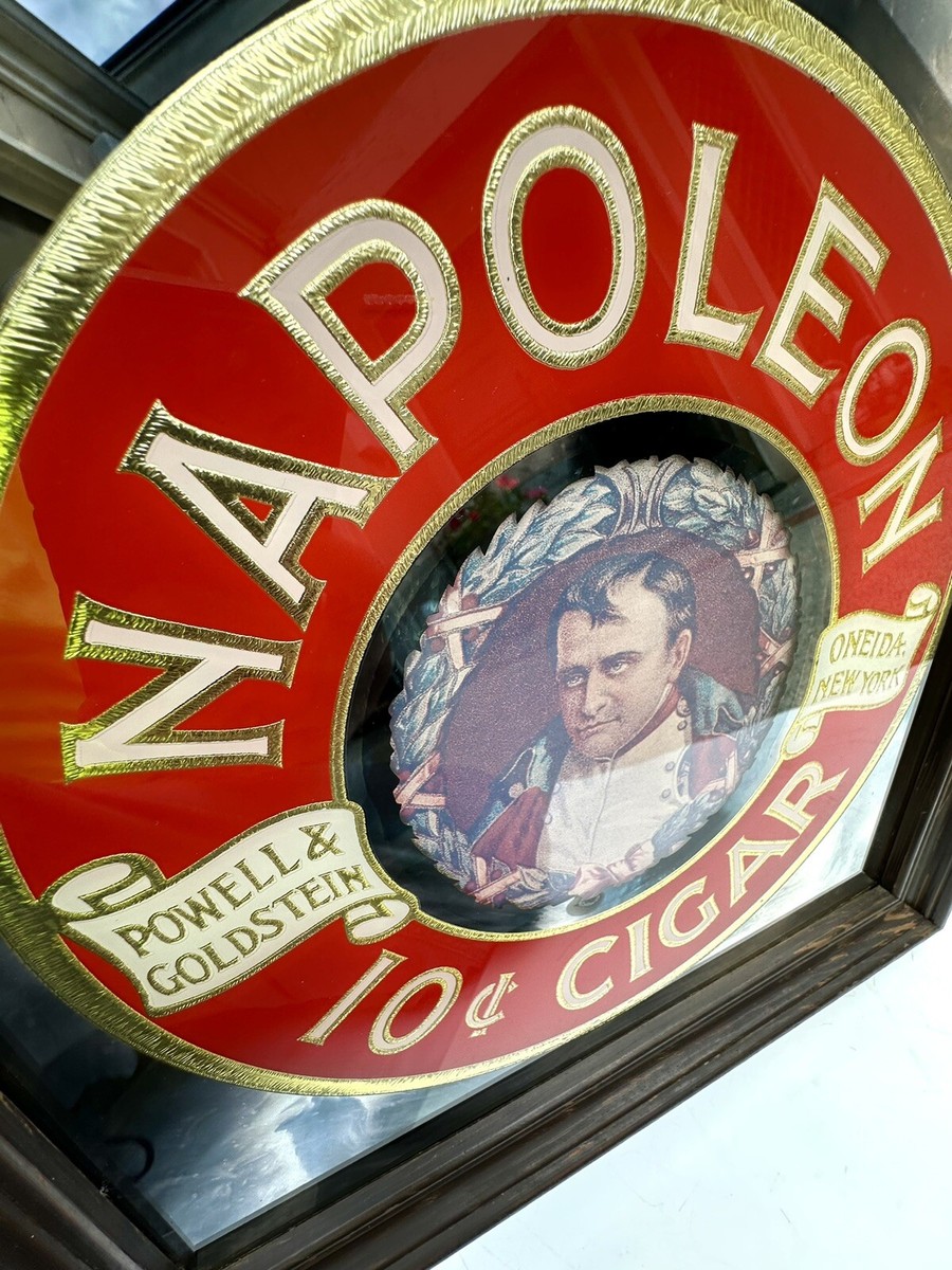 Vintage Napoleon Cigar Old Mirror Sign Pub Bar Cigarette Smoke