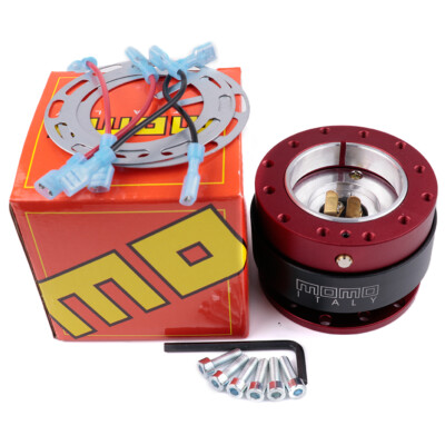 MOMO Aluminium Steering Wheel Quick Release Hub Adapter Snap Boss Kit 6 Hole RED
