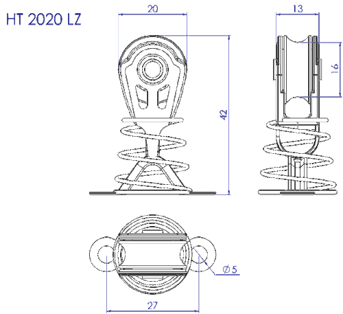 NAUTOS HT 2020 LZ - DYNAMIC LINE 20MM - STAND UP - SAILING HARDWARE - Picture 3 of 3
