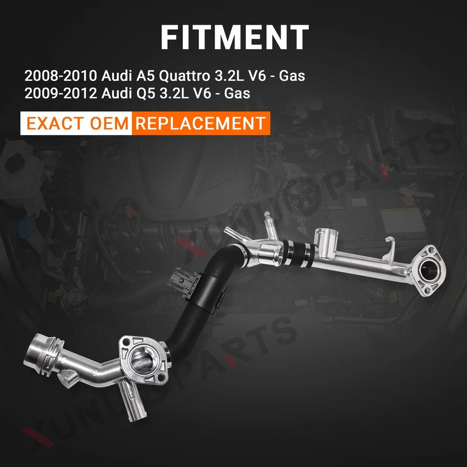 Tubo de agua de aluminio mejorado para Audi A5 Quattro 2008-2010 2009-2012 Q5 3,2 L V6 Foto 3 de 4