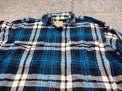 Red Head Flannel Shirt Mens Medium Blue Plaid Flannel Outdoor Button Up Western