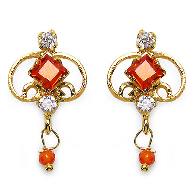 Ohrstecker rot / weißer Zirkonia Modeschmuck .. Top Cubic Zircon