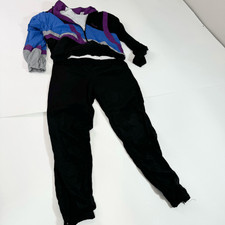 Reebok Jacket Vintage Womens Small Black Blue Vintage Windbreaker Pants Set
