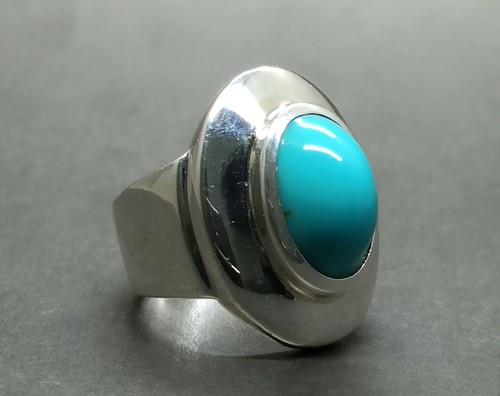 Anillo pesado natural Neshapuri Feroza plata esterlina 925 hecho a mano turquesa para hombre - Imagen 10 de 12