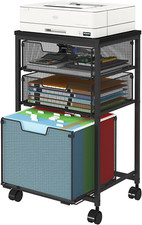 Mobile Rolling File Cart with 3 Drawers for Home Office Storage, Black