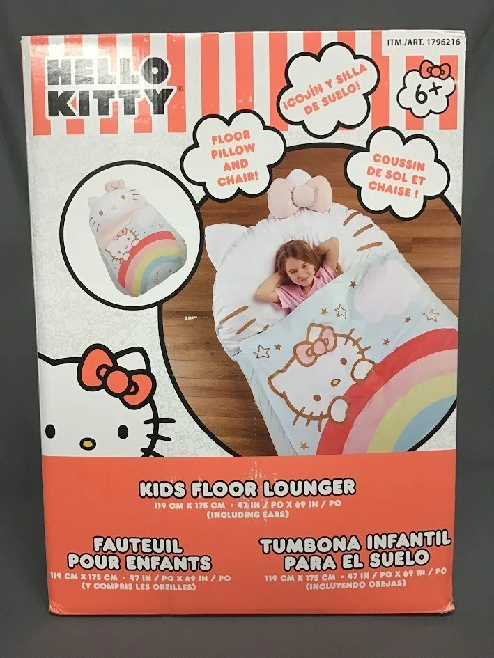 Espreguiçadeira de chão arco-íris Hello Kitty - 47" x 69" saco de dormir de pelúcia infantil assento de cama - Imagem 2 de 4
