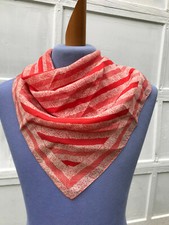 Vtg Red  White Diagonal Stripe 26" Square Scarf Neck, Hair or Head Nautical