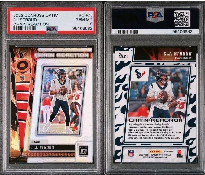 2023 Donruss Optic Football #CR-CJ CJ Stroud RC Chain Reaction Prizm PSA 10