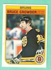 (1) BRUCE CROWDER 1982-83 O-PEE-CHEE # 9 BRUINS ROOKIE EX-MT CARD (J8808)