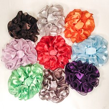Hair Bows Large Ruffled Satin Chiffon Fabric Claw Jaw Clip - H731