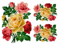 Vintage Image Shabby Pink Yellow Roses Flowers Bouquets Waterslide Decals FL487