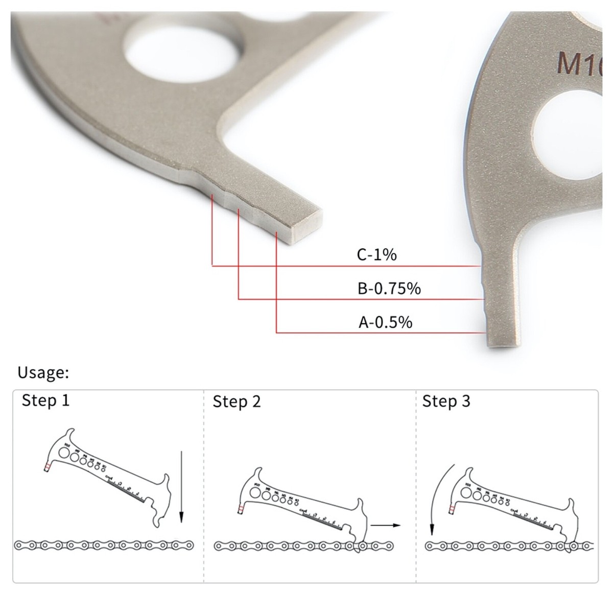 3-in-1 Chain Wear Indicator Bike Chain Wear Indicator Gauge – Stainless ...