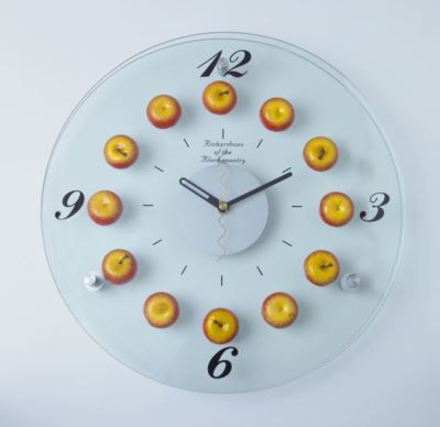 Rote Apple Design Glas Küchen Wanduhr