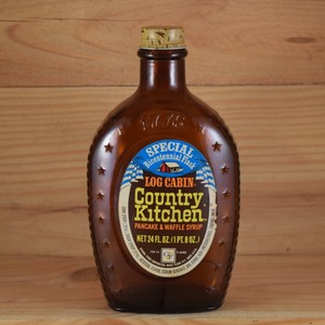 Vintage Log Cabin Country Kitchen Syrup Bicentennial Amber Bottle
