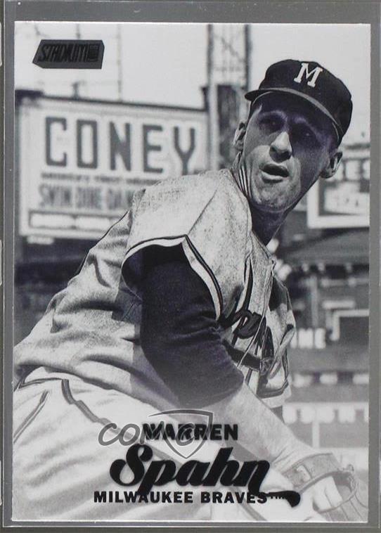 2017 Topps Stadium Club Black Foil Warren Spahn #205 HOF