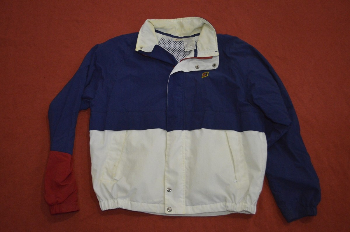 Vtg 80s 90s Nike Gray Tag Windbreaker Jacket Blue White Red