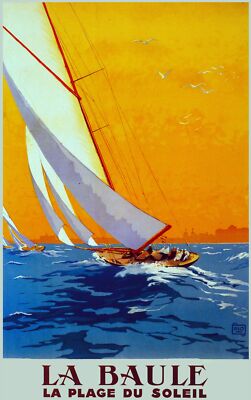 6091.La Baule Sailboat race Travel Poster.Home room interior design wall decor