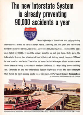 1964 Portland Cement: Interstate System Preventing Accidents Vintage Print Ad