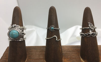 6 Pc Vintage Antique Silver Finger Knuckle Joint Midi Boho Ring Set New 907