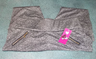 Women's Crush Original Leggings Black 1X Zipper Embellishments NWT