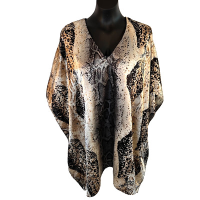 Generation S24 Women's One Size Fits All Poncho Top Snake Animal Print Satin