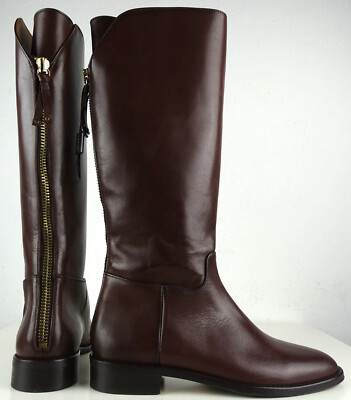 MASSIMO DUTTI Damen Reitstiefel Echtleder Wadenhohe Stiefel Braun NEU 