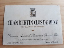 étiquette vin Chambertin Clos de Bèze Domaine Armand Rousseau ancien wine label