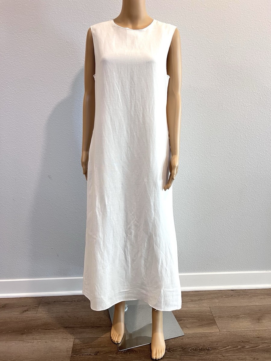 zara white linen midi dress ZARA NEW SS25 WOMAN 100% LINEN HALTER DRESS ZW COLL. White