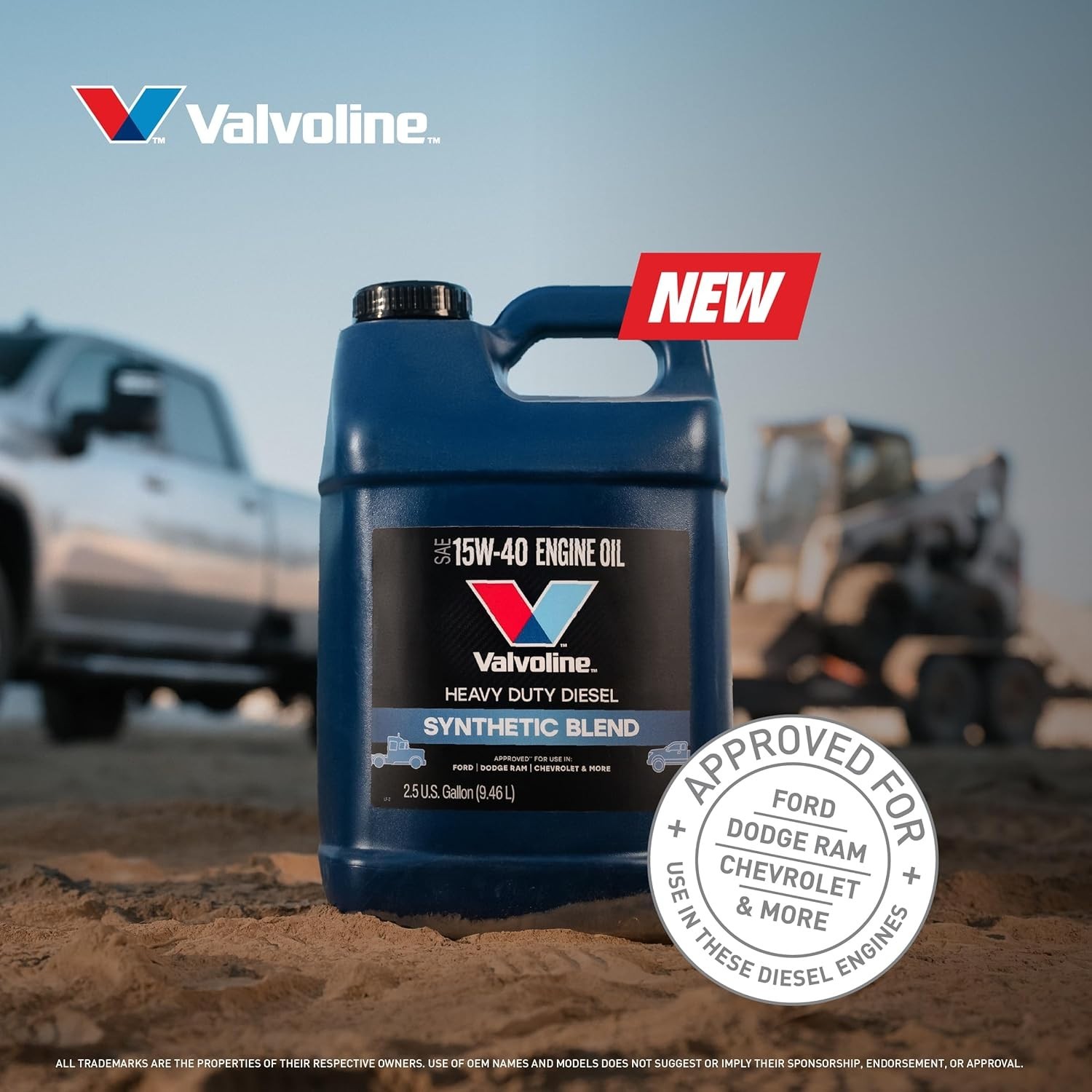 Valvoline Heavy Duty Synthetic Blend 15W-40 Diesel Engine Oil 2.5 Gallon
