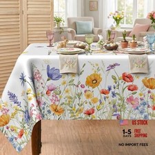 Rectangular Floral Tablecloth 60x84 Inch Watercolor Flowers 60x84 Inch