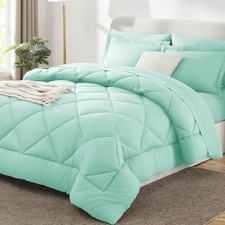 Size Comforter Sets - 7 Pieces Bed in a Bag Luxury Soft Bed Full Mint Green