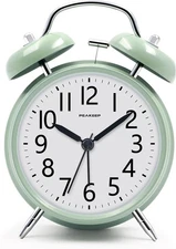 Peakeep Battery Operated Clocks Loud Analog Twin Bell Alarm Clock 4.5" Old Schoo