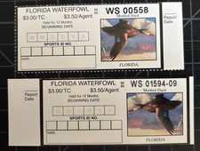 Estampillas de pato de Estados Unidos - SC# RW FL 24 - orientadas a izquierda y derecha - error - con pestañas