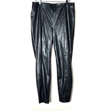 Bar III black faux leather front elastic wais...