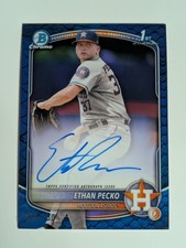 Ethan Pecko 2025 Bowman Chrome 1st Bowman Blue Reptilian Refractor /150 Auto
