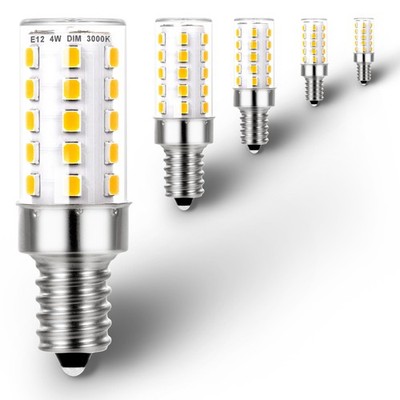 Ziomitus Dimmable E12 C7 Candelabra Led Light Bulbs 4W, 4 Watts, Warm White 