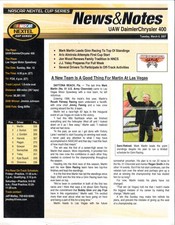 2007 NASCAR Nextel Cup News & Notes Mark Martin UAW-Daimler Chrysler 400